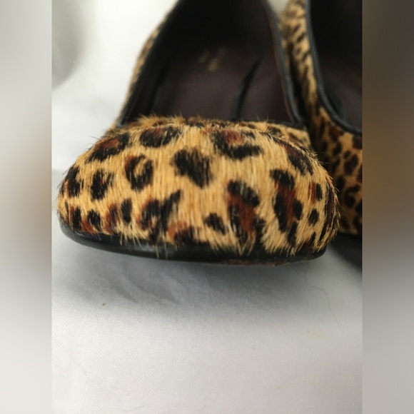 EUC Kate Spade gorgeous leopard print cow fur black suede wedge. - Picture 10 of 16